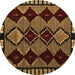 Round Abstract Brown Modern Rug, abs4990brn