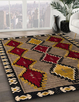 Abstract Red Modern Rug in Family Room, abs4990