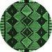 Round Abstract Emerald Green Modern Rug, abs4990emgrn