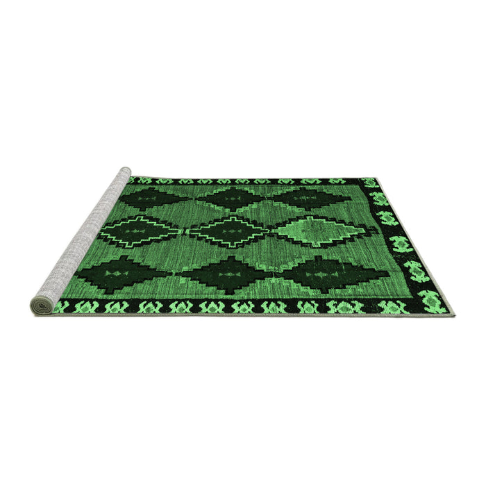 Sideview of Machine Washable Abstract Emerald Green Modern Area Rugs, wshabs4990emgrn