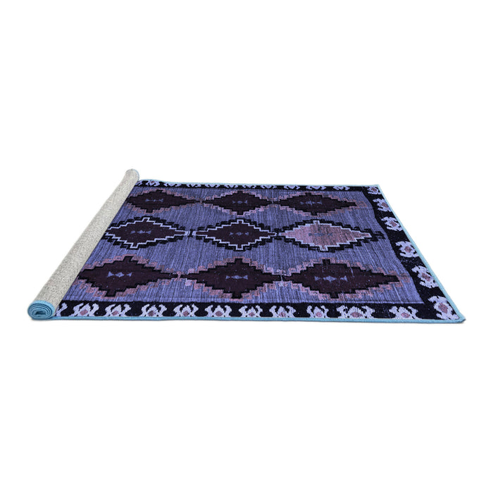 Sideview of Machine Washable Abstract Blue Modern Rug, wshabs4990blu