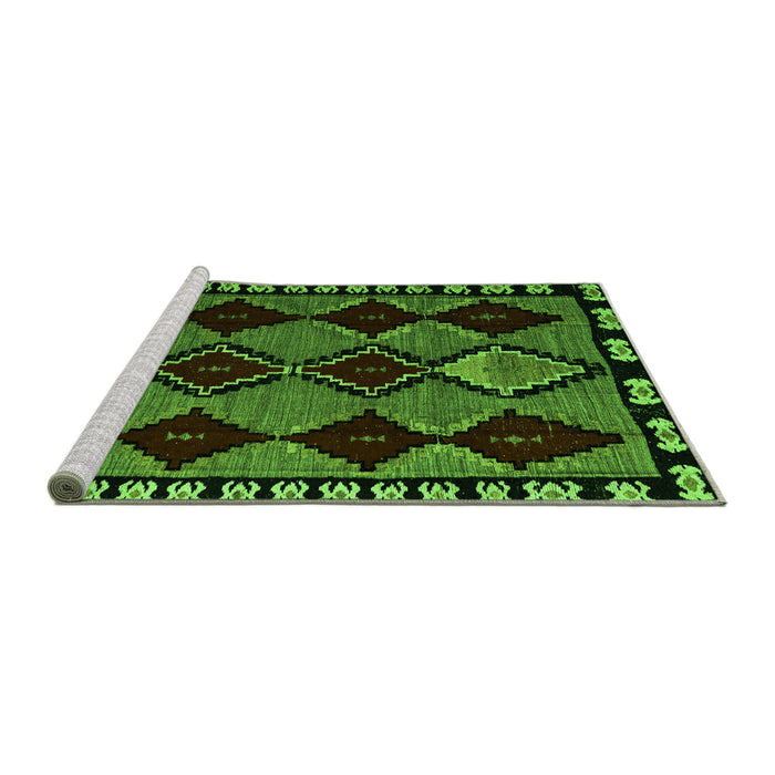 Sideview of Machine Washable Abstract Green Modern Area Rugs, wshabs4990grn