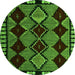 Round Machine Washable Abstract Green Modern Area Rugs, wshabs4990grn