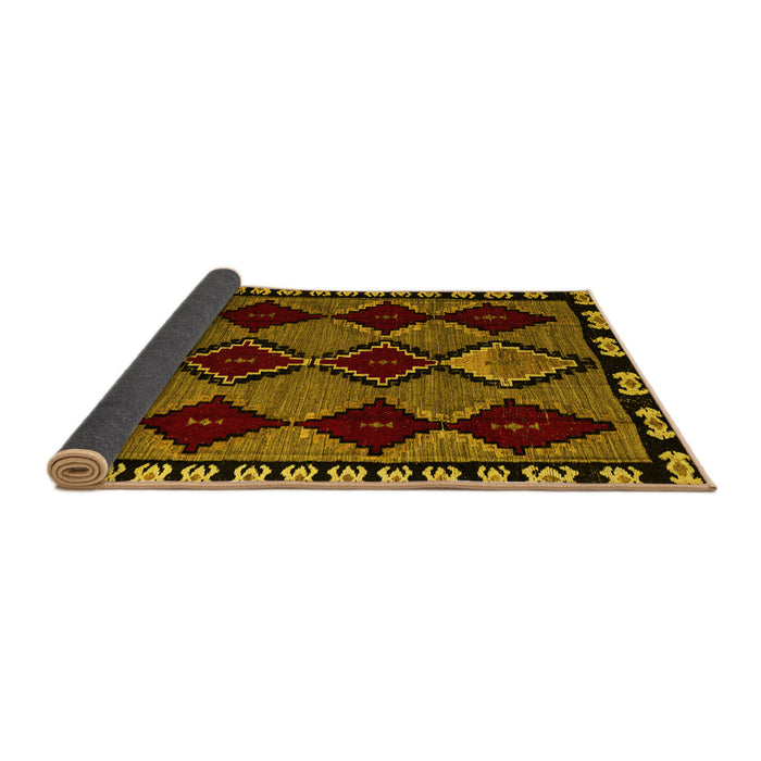 Sideview of Abstract Yellow Modern Rug, abs4990yw