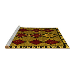 Sideview of Machine Washable Abstract Yellow Modern Rug, wshabs4990yw