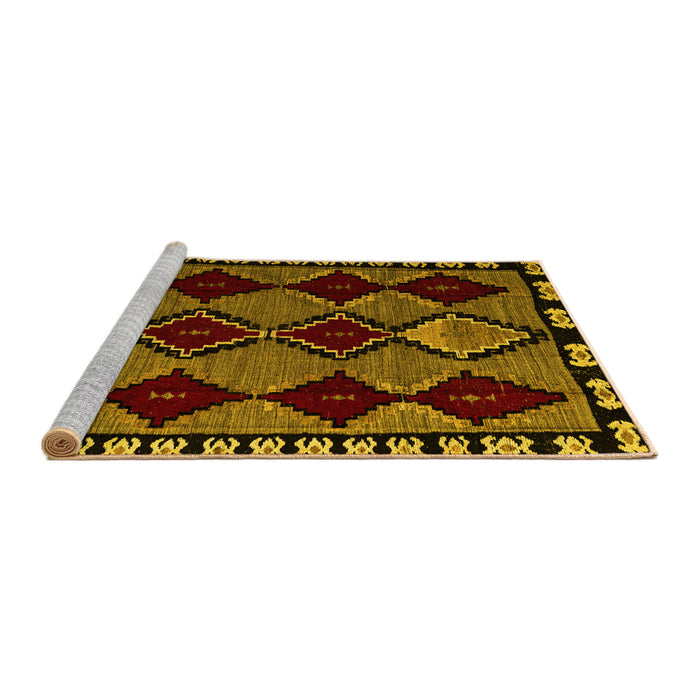 Sideview of Machine Washable Abstract Yellow Modern Rug, wshabs4990yw