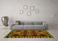 Machine Washable Abstract Yellow Modern Rug, wshabs4990yw