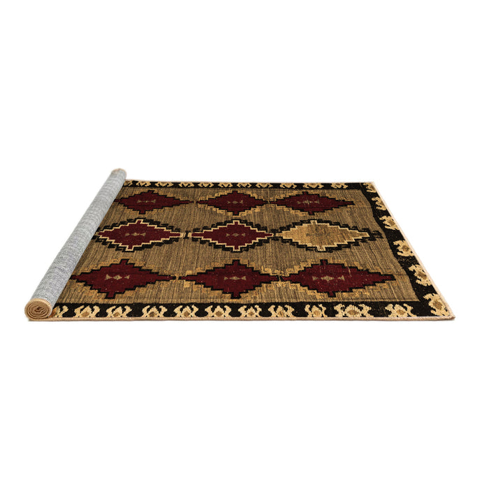 Sideview of Machine Washable Abstract Brown Modern Rug, wshabs4990brn