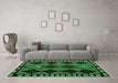 Machine Washable Abstract Emerald Green Modern Area Rugs in a Living Room,, wshabs4990emgrn