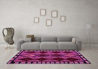 Machine Washable Abstract Pink Modern Rug, wshabs4990pnk