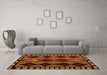 Machine Washable Abstract Orange Modern Area Rugs in a Living Room, wshabs4990org