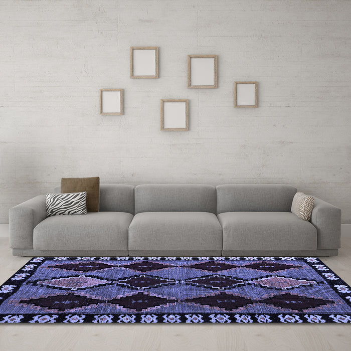 Machine Washable Abstract Blue Modern Rug in a Living Room, wshabs4990blu