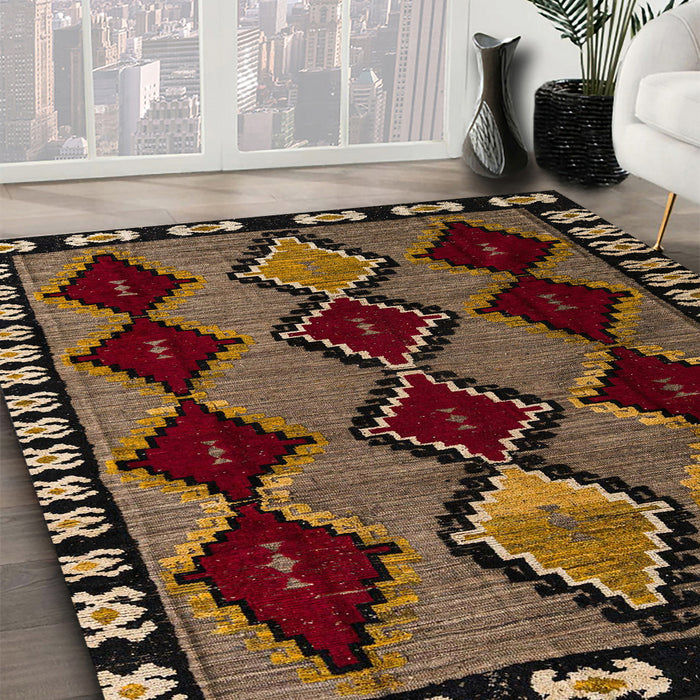 Machine Washable Abstract Night Red Rug in a Family Room, wshabs4990