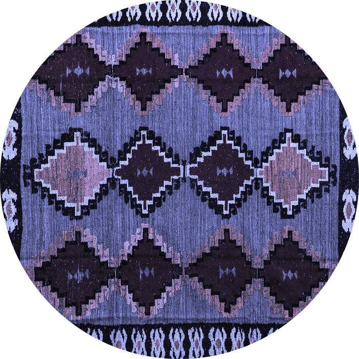 Round Abstract Blue Modern Rug, abs4990blu