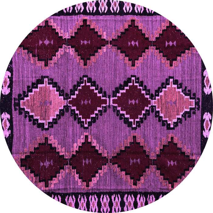 Round Machine Washable Abstract Purple Modern Area Rugs, wshabs4990pur