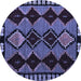 Round Machine Washable Abstract Blue Modern Rug, wshabs4990blu