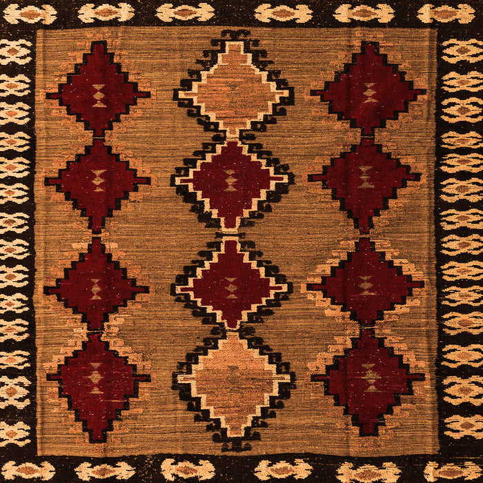 Square Machine Washable Abstract Orange Modern Area Rugs, wshabs4990org