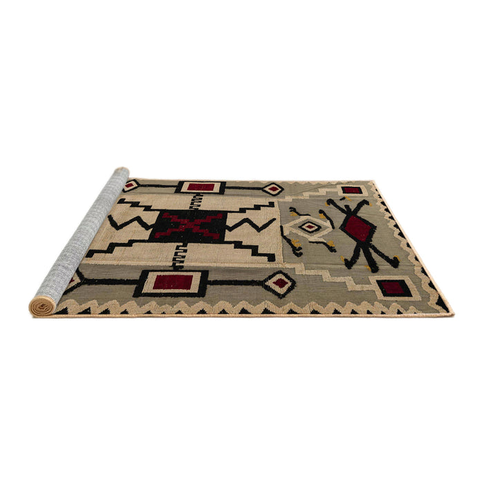 Sideview of Machine Washable Abstract Bakers Brown Rug, wshabs4991