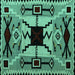 Square Abstract Turquoise Modern Rug, abs4991turq