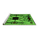 Sideview of Machine Washable Abstract Green Modern Area Rugs, wshabs4991grn