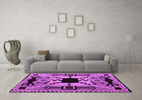 Machine Washable Abstract Purple Modern Rug, wshabs4991pur