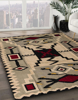 Machine Washable Abstract Bakers Brown Rug in a Family Room, wshabs4991