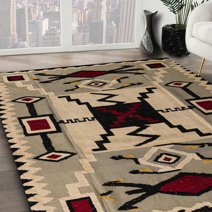 Machine Washable Abstract Bakers Brown Rug in a Family Room, wshabs4991