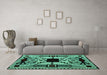 Machine Washable Abstract Turquoise Modern Area Rugs in a Living Room,, wshabs4991turq