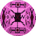 Round Abstract Pink Modern Rug, abs4991pnk