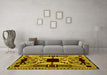 Machine Washable Abstract Yellow Modern Rug in a Living Room, wshabs4991yw