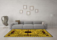 Machine Washable Abstract Yellow Modern Rug, wshabs4991yw