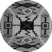 Round Machine Washable Abstract Gray Modern Rug, wshabs4991gry