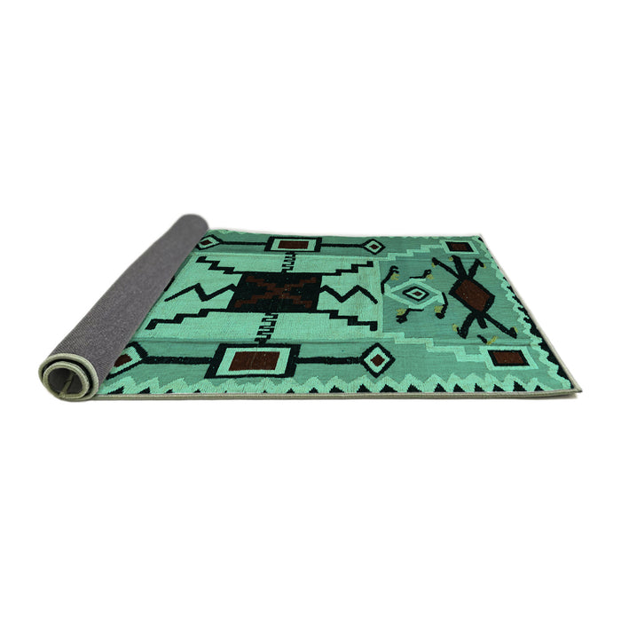 Sideview of Abstract Turquoise Modern Rug, abs4991turq