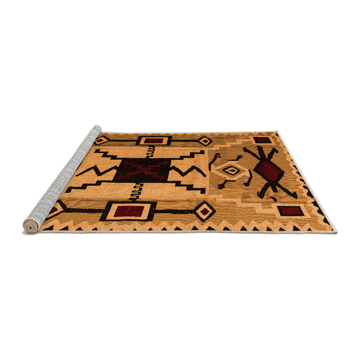 Sideview of Machine Washable Abstract Orange Modern Area Rugs, wshabs4991org
