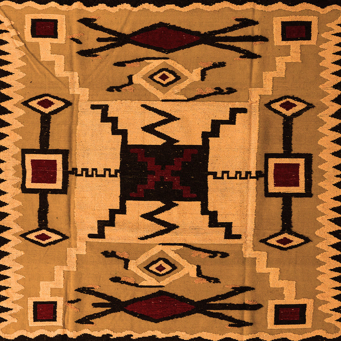 Square Machine Washable Abstract Orange Modern Area Rugs, wshabs4991org