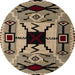 Round Abstract Bakers Brown Modern Rug, abs4991