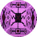 Round Abstract Purple Modern Rug, abs4991pur