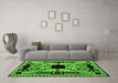 Machine Washable Abstract Green Modern Area Rugs in a Living Room,, wshabs4991grn