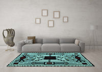 Machine Washable Abstract Light Blue Modern Rug, wshabs4991lblu