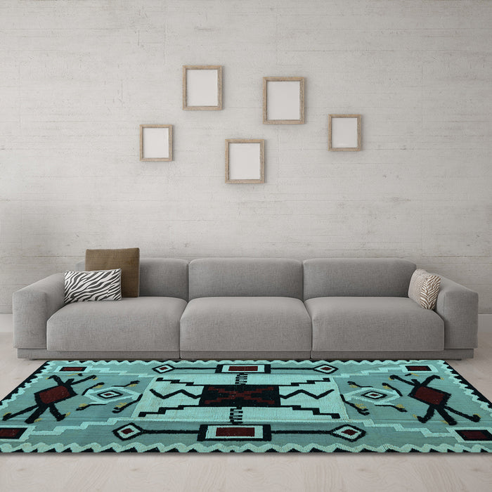 Machine Washable Abstract Light Blue Modern Rug in a Living Room, wshabs4991lblu