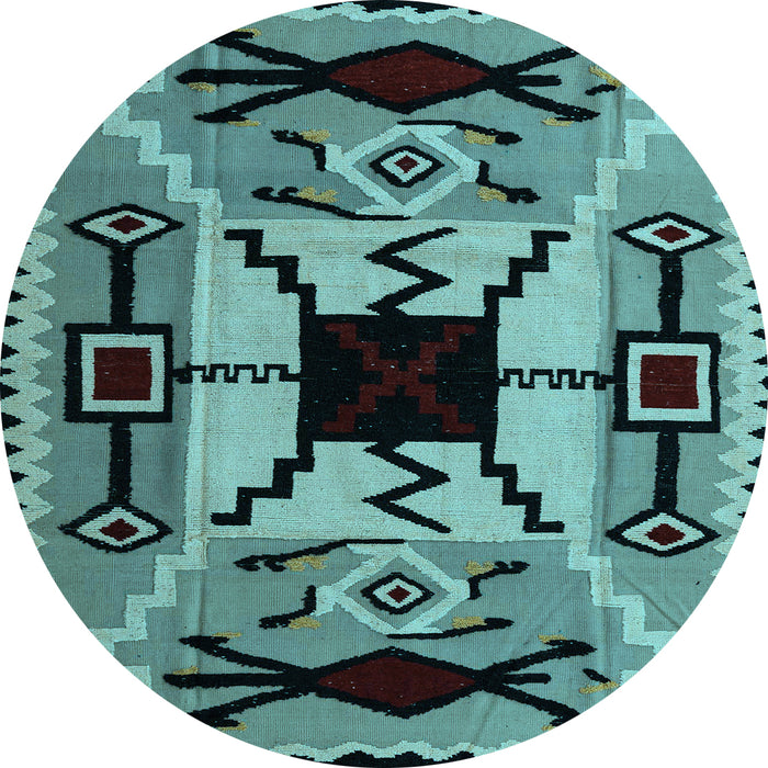 Round Machine Washable Abstract Light Blue Modern Rug, wshabs4991lblu
