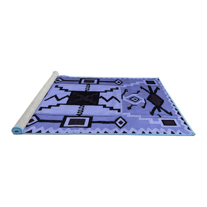 Sideview of Machine Washable Abstract Blue Modern Rug, wshabs4991blu