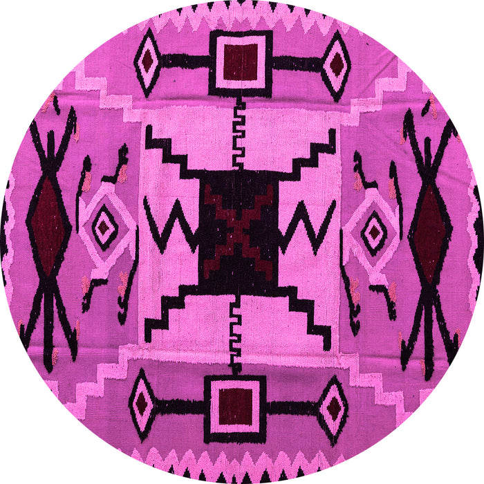 Round Machine Washable Abstract Pink Modern Rug, wshabs4991pnk
