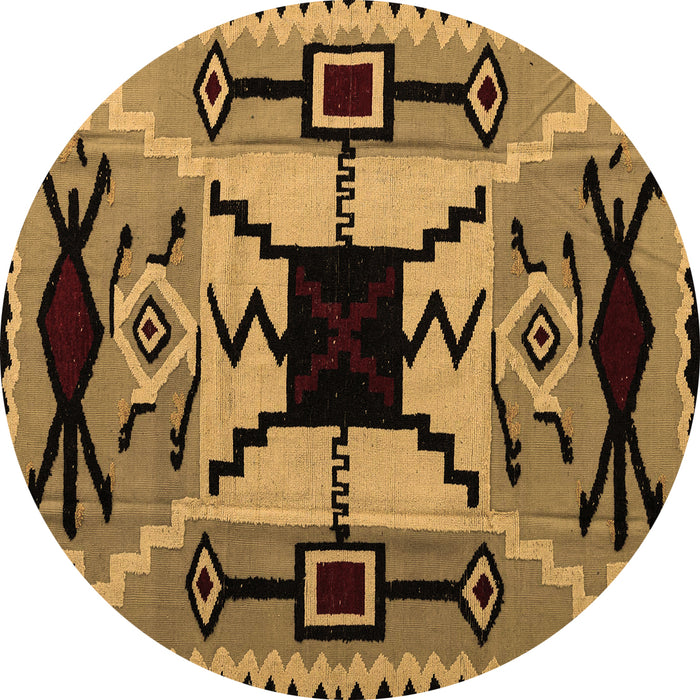 Round Machine Washable Abstract Brown Modern Rug, wshabs4991brn