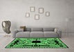 Machine Washable Abstract Emerald Green Modern Area Rugs in a Living Room,, wshabs4991emgrn