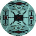 Round Abstract Light Blue Modern Rug, abs4991lblu