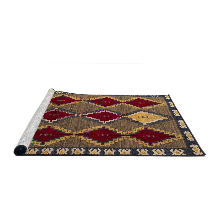 Sideview of Machine Washable Abstract Vermilion Red Rug, wshabs4992