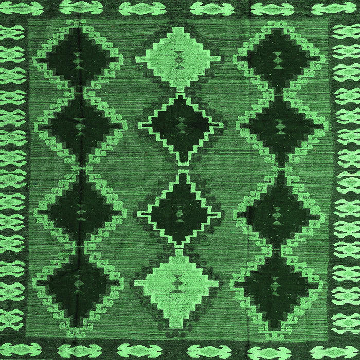 Square Abstract Emerald Green Modern Rug, abs4992emgrn