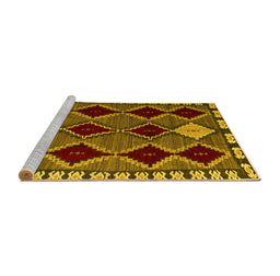 Sideview of Machine Washable Abstract Yellow Modern Rug, wshabs4992yw