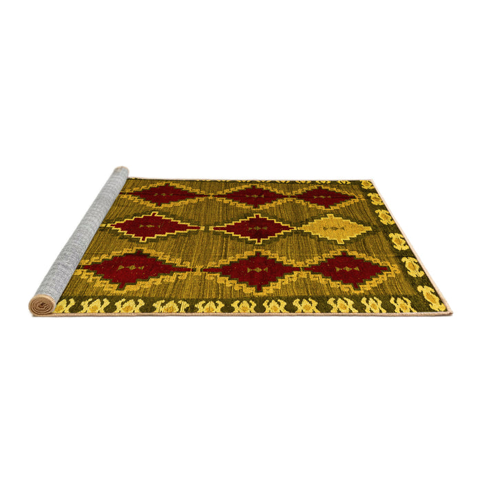 Sideview of Machine Washable Abstract Yellow Modern Rug, wshabs4992yw